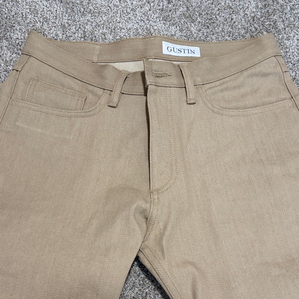 Gustin Beige/Tan Denim Jeans - Minimal Five-Pocket Style
